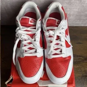 Nike Dunk Low Championship Red White 2021 Size 12 DD1391-600 Men’s Run Sneakers Nike Dunk Low Championship Red 2021 DD1391-600 Mens Size.9.5  main image 3